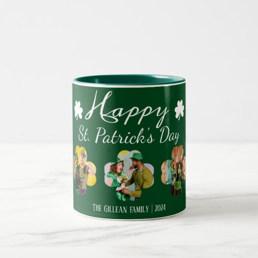 Happy St patricks day Kleeblatts Foto Zweifarbige Tasse (Mittel)
