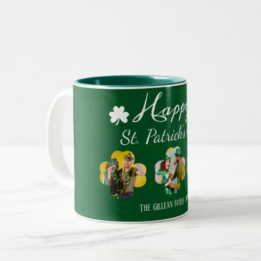 Happy St patricks day Kleeblatts Foto Zweifarbige Tasse (Vorderseite Links)