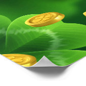 Happy St. Patrick's Day Kleeblatts Goldmünzen Poster (Ecke)