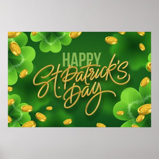 Happy St. Patrick's Day Kleeblatts Goldmünzen Poster (Vorne)