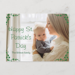 Happy St. Patrick's Day Kleeblatts Mama & Baby Fot Feiertagspostkarte
