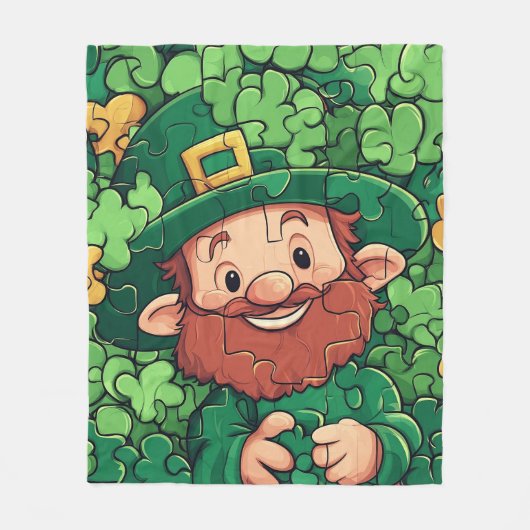 Happy St. Patrick's Day Kleeblatts Puzzle Fleecedecke (Vorderseite)