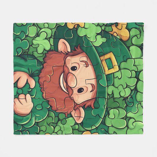 Happy St. Patrick's Day Kleeblatts Puzzle Fleecedecke (Vorderseite (Horizontal))