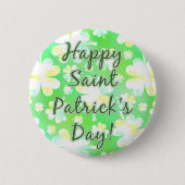 Happy St Patrick's Day Kleeblatts Retro Wasserfarb Button (Vorderseite)