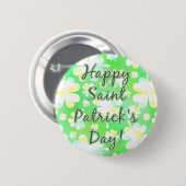 Happy St Patrick's Day Kleeblatts Retro Wasserfarb Button (Vorne & Hinten)