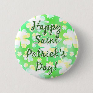 Happy St Patrick's Day Kleeblatts Retro Wasserfarb Button