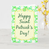 Happy St Patrick's Day Kleeblatts Retro Wasserfarb Karte (Gelbe Blume)