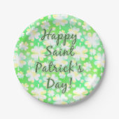 Happy St Patrick's Day Kleeblatts Retro Wasserfarb Pappteller (Vorderseite)