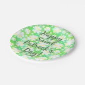 Happy St Patrick's Day Kleeblatts Retro Wasserfarb Pappteller (Schrägansicht)