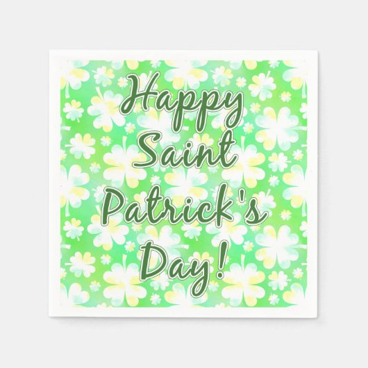 Happy St Patrick's Day Kleeblatts Retro Wasserfarb Serviette (Vorderseite)