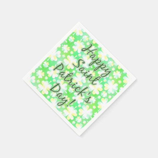 Happy St Patrick's Day Kleeblatts Retro Wasserfarb Serviette (Ecke)