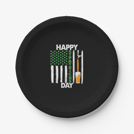 Happy St Patricks Day Kleeblatts US American Flag  Pappteller (Vorderseite)