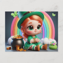 Happy St. Patricks' Day Kleines Mädchen Postkarte