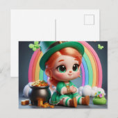 Happy St. Patricks' Day Kleines Mädchen Postkarte (Vorne/Hinten)