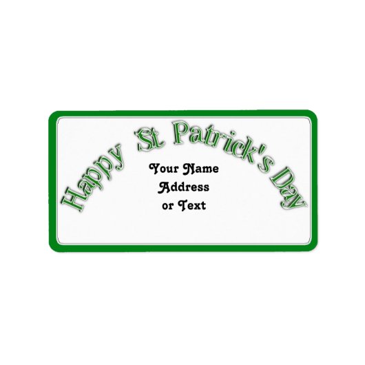 Happy St. Patricks Day Kurve Text Image Adressaufkleber (Vorne)