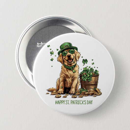Happy St. Patrick's Day Labrador Retriever Dog Button (Vorne & Hinten)