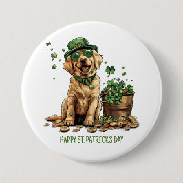 Happy St. Patrick's Day Labrador Retriever Dog Button
