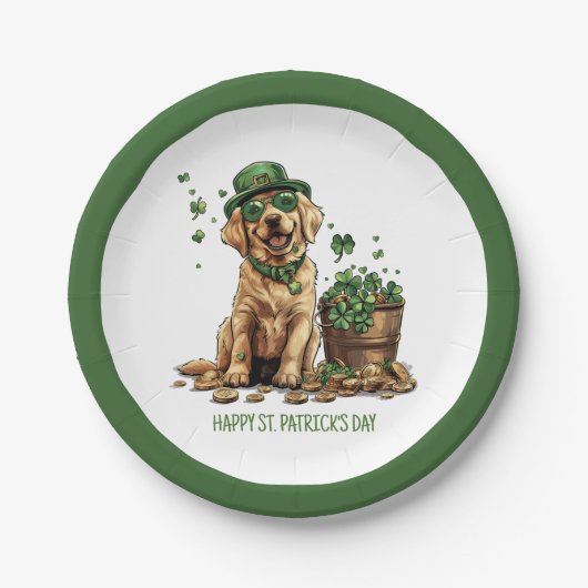 Happy St. Patrick's Day Labrador Retriever Dog Pappteller (Vorderseite)