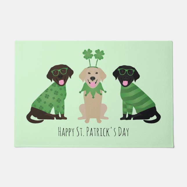 Happy St Patricks Day Labrador Retriever Hunde Fußmatte (Vorderseite)