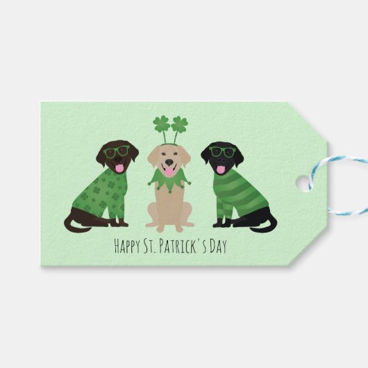 Happy St Patricks Day Labrador Retriever Hunde Geschenkanhänger (Vorderseite (Horizontal))