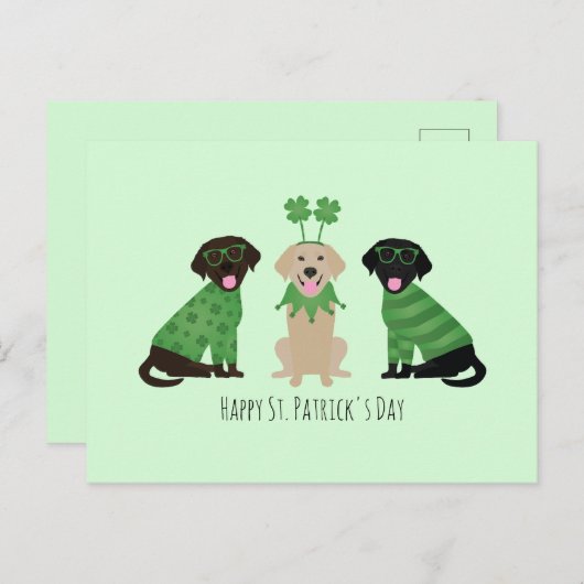 Happy St Patricks Day Labrador Retriever Hunde Postkarte (Vorne/Hinten)