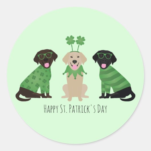 Happy St Patricks Day Labrador Retriever Hunde Runder Aufkleber (Vorderseite)