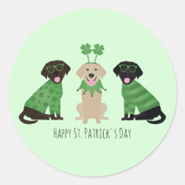 Happy St Patricks Day Labrador Retriever Hunde Runder Aufkleber