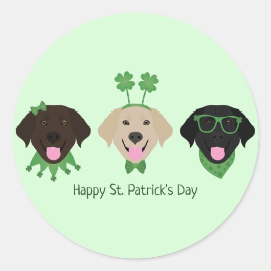 Happy St Patricks Day Labrador Retriever Hunde Runder Aufkleber (Vorderseite)