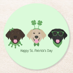 Happy St Patricks Day Labrador Retriever Hunde Runder Pappuntersetzer