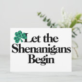 Happy St. Patrick's Day, Lass die Shenanigans begi Einladung (Stehend Vorderseite)