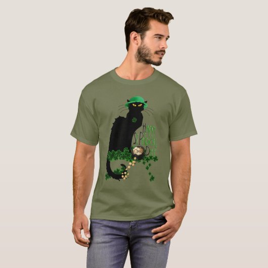 Happy St Patrick's Day Le Chat Noir T-Shirt (Vorne ganz)
