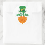 Happy St Patricks Day Leprechaun Beard and Hat Runder Aufkleber (Tasche)