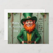 Happy St. Patrick's Day Leprechaun Feiertagspostkarte (Vorne/Hinten)