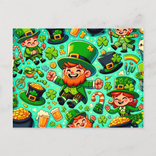 Happy St. Patrick's Day Leprechaun Feiertagspostkarte
