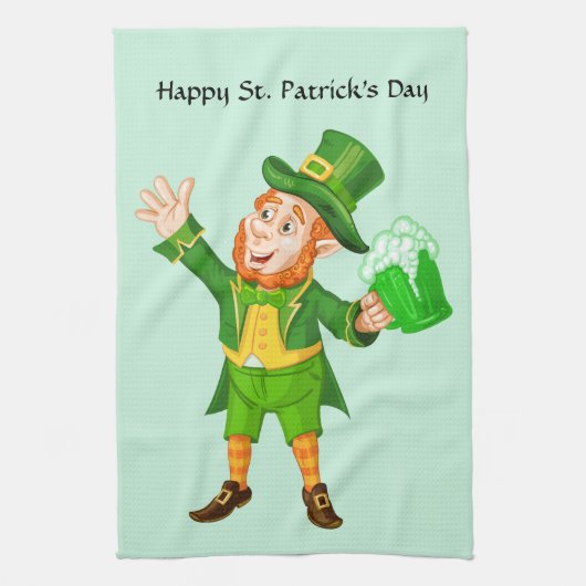 Happy St. Patrick's Day Leprechaun Geschirrtuch (Vertikal)