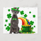 Happy St Patricks Day Leprechaun Great Dane Dog Ankündigungspostkarte (Vorderseite)