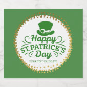 Happy St Patricks Day Leprechaun Hat Custom Text Bierflaschenetikett (Einzelnes Label)