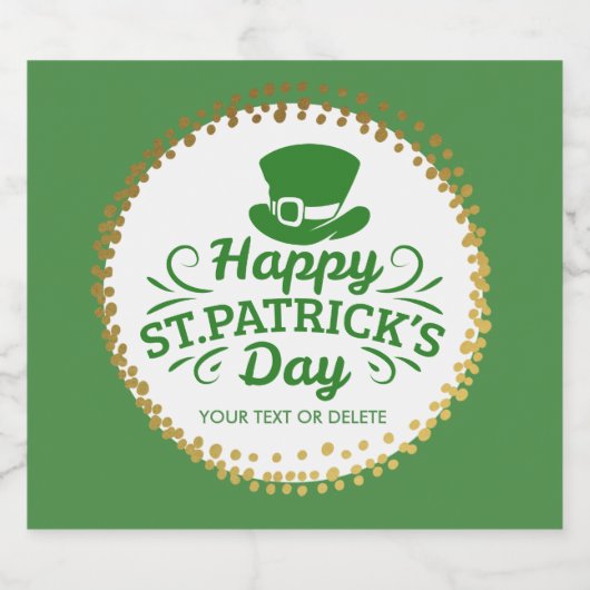 Happy St Patricks Day Leprechaun Hat Custom Text Bierflaschenetikett (Einzelnes Label)