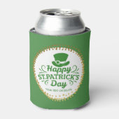 Happy St Patricks Day Leprechaun Hat Custom Text Dosenkühler (Kanne Vorderseite)