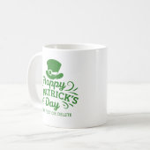 Happy St Patricks Day Leprechaun Hat Custom Text Kaffeetasse (Vorderseite Links)