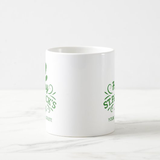 Happy St Patricks Day Leprechaun Hat Custom Text Kaffeetasse (Mittel)