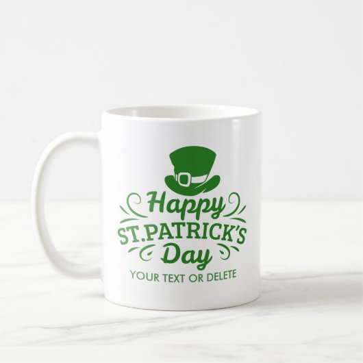 Happy St Patricks Day Leprechaun Hat Custom Text Kaffeetasse (Links)