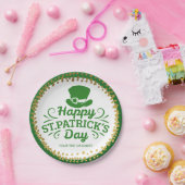 Happy St Patricks Day Leprechaun Hat Custom Text Pappteller (Party)