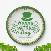Happy St Patricks Day Leprechaun Hat Custom Text Pappteller