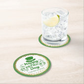 Happy St Patricks Day Leprechaun Hat Custom Text Runder Pappuntersetzer (Vor Ort)