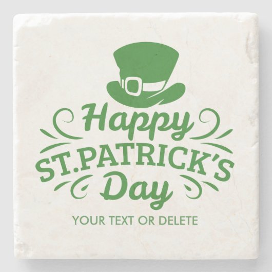 Happy St Patricks Day Leprechaun Hat Custom Text Steinuntersetzer (Vorderseite)