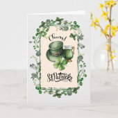 Happy St. Patrick's Day Leprechaun Hat grünes Bier Karte (Gelbe Blume)