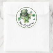 Happy St.Patrick's Day Leprechaun Hat grünes Bier Runder Aufkleber (Tasche)
