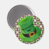Happy St Patricks Day Leprechaun Hat Kleeblatt Magnet (Vorderseite/Rückseite)