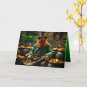 Happy St Patrick's Day Leprechaun HGC03 Karte (Gelbe Blume)